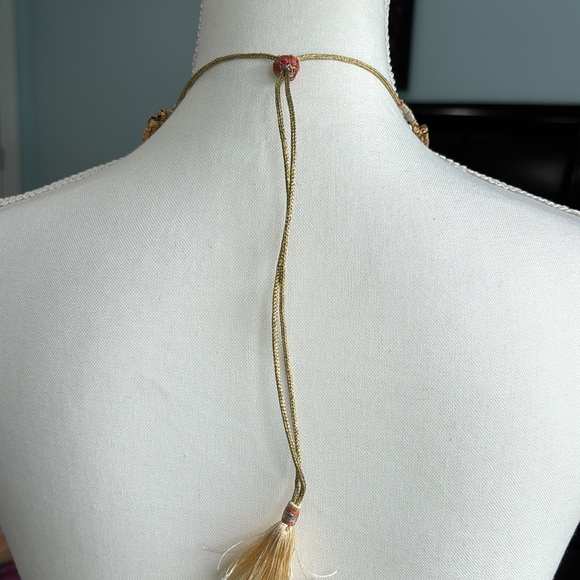 Indian necklace with green beading - Picture 3 of 3